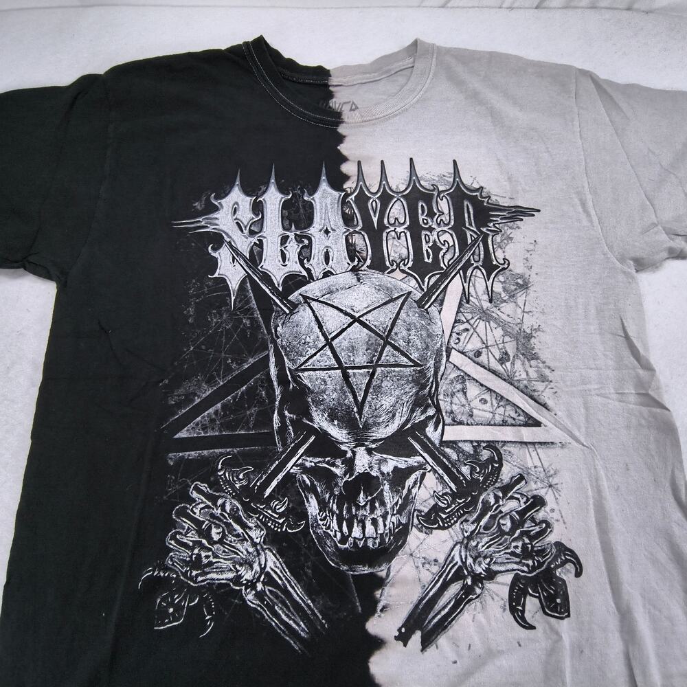 Slayer Graphic Band Short Sleeve Crew Neck Shirt Mens Size Large L Black Gray